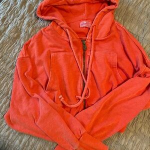 Coral Hooded Zip-Up Sweatshirt